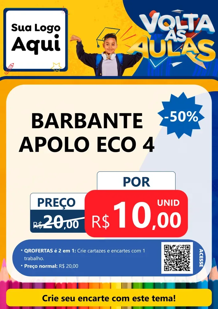 Modelo de Cartaz para Cartaz A4 Vertical com o tema Volta Às Aulas para Armarinho e Aviamentos