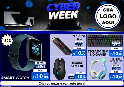 Modelo de Encarte para Encarte A4 Horizontal com o tema Cyber Week para Informática