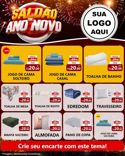 Modelo de Rede Social para Feed Instagram com o tema Saldão de Ano Novo para Cama, Mesa e Banho