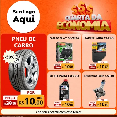 Modelo de Rede Social para Feed Facebook com o tema Quarta da Economia para Auto peças