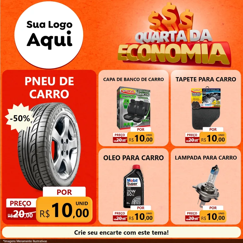 Modelo de Rede Social para Feed Facebook com o tema Quarta da Economia para Auto peças