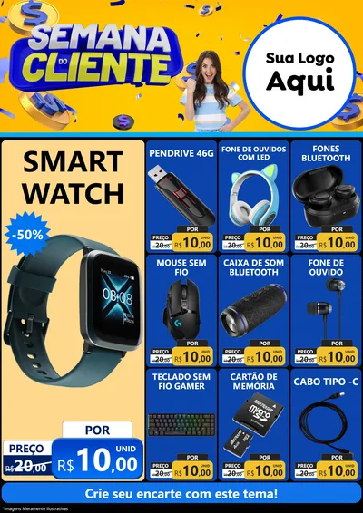 Modelo de Encarte para Encarte A4 Vertical com o tema Semana do Cliente para Informática