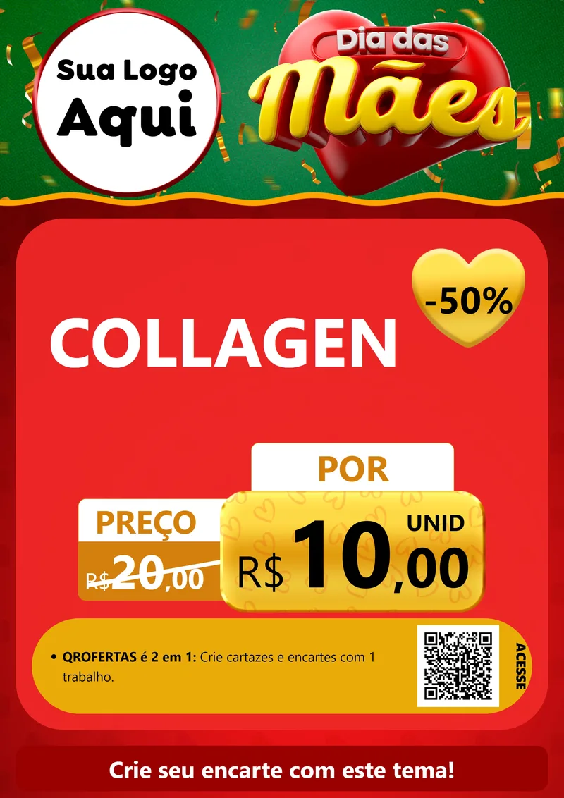 Modelo de Cartaz para Cartaz A4 Vertical com o tema Dia das Mães para Suplementos alimentares