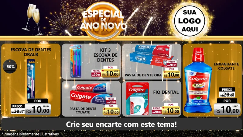 Modelo de TV para TV Horizontal com o tema Especial de Ano Novo para Higiene Pessoal