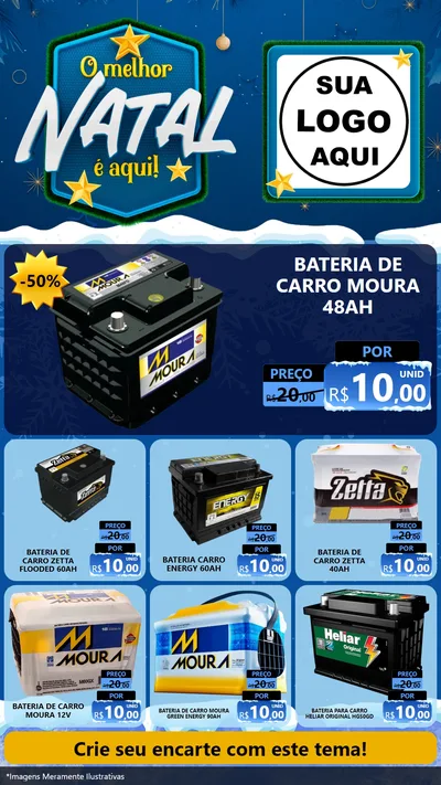 Modelo de Rede Social para Stories com o tema O Melhor Natal É Aqui! para Baterias Elétricas