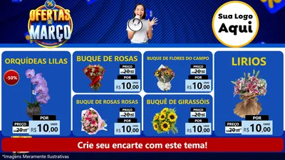 Modelo de TV para TV Horizontal com o tema Ofertas de Março para Floricultura e jardim