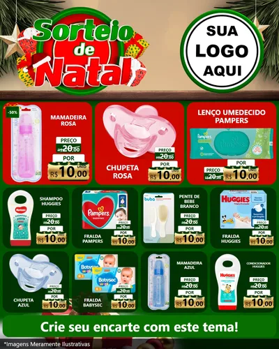 Modelo de Rede Social para Feed Instagram com o tema Sorteio de Natal para Bebês
