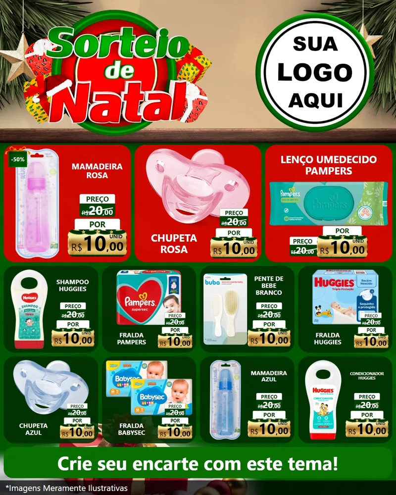Modelo de Rede Social para Feed Instagram com o tema Sorteio de Natal para Bebês