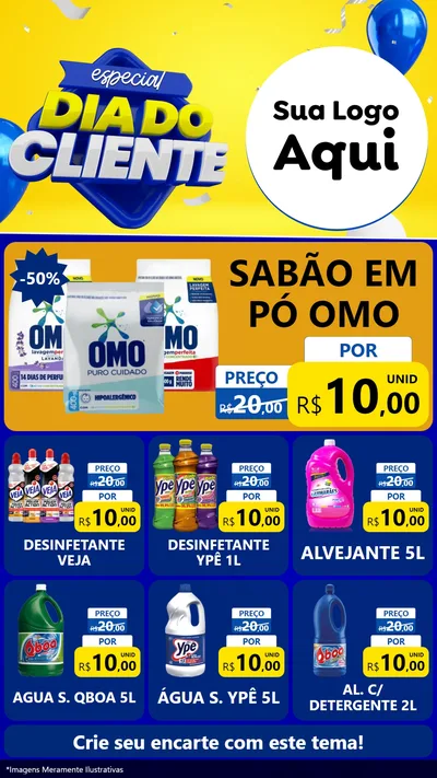 Modelo de Rede Social para Stories com o tema Especial Dia do Cliente para Produtos de Limpeza