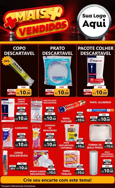 Modelo de Encarte para Encarte Grande com o tema Mais Vendidos para Embalagens