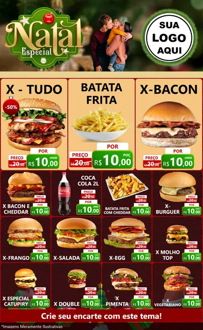 Modelo de Encarte para Encarte Grande com o tema Natal Especial para Hamburgueria