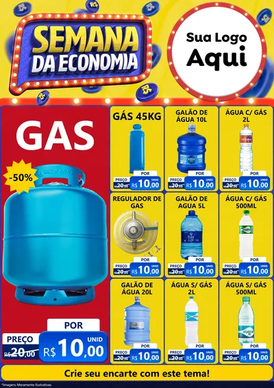 Modelo de Encarte para Encarte A4 Vertical com o tema Semana da Economia para Água e gás