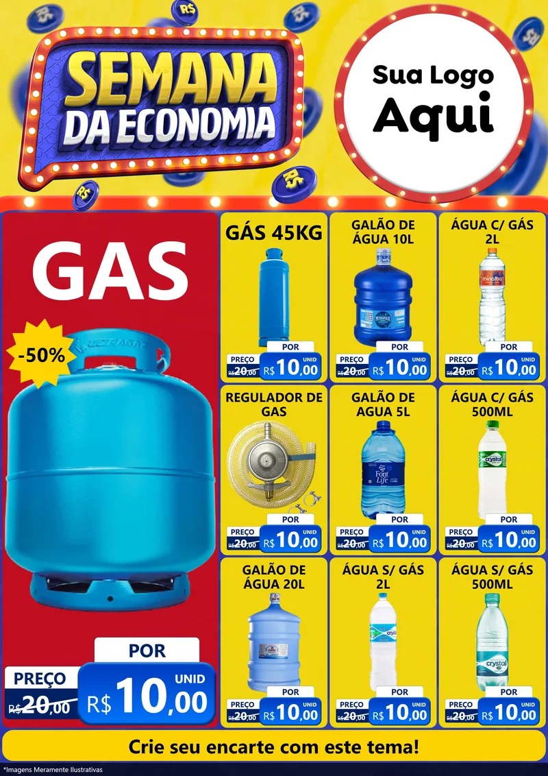 Modelo de Encarte para Encarte A4 Vertical com o tema Semana da Economia para Água e gás