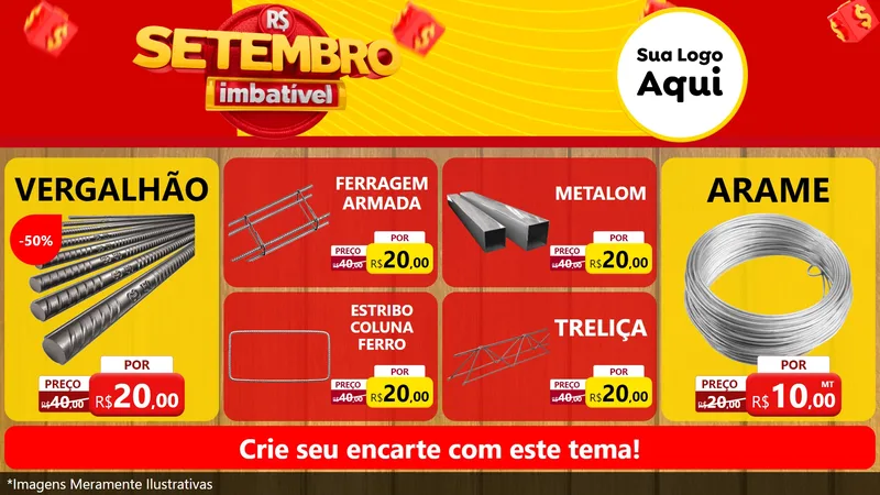 Modelo de TV para TV Horizontal com o tema Setembro Imbatível para Ferragens