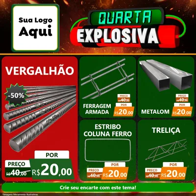 Modelo de Rede Social para Feed Facebook com o tema Quarta Explosiva para Ferragens