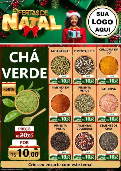 Modelo de Encarte para Encarte A4 Vertical com o tema Ofertas de Natal para Produtos Naturais