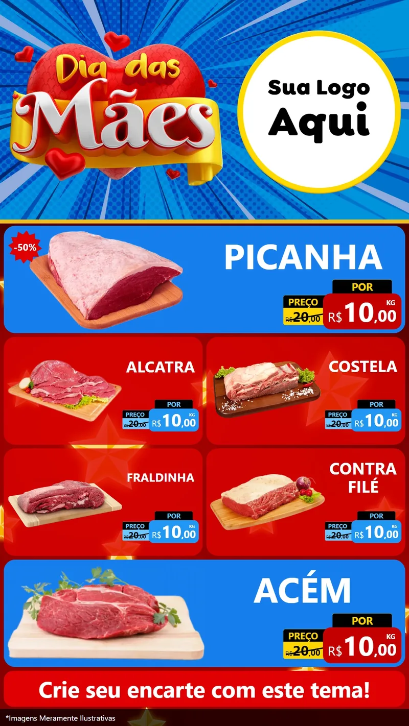 Modelo de TV para TV Vertical com o tema Dia das Mães para Açougue