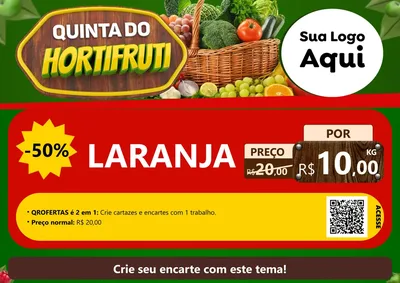 Modelo de Cartaz para Cartaz A4 Horizontal com o tema Quinta do Hortifrúti para Hortifrúti