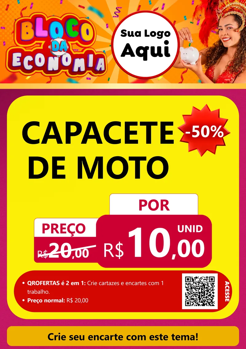 Modelo de Cartaz para Cartaz A4 Vertical com o tema Bloco da Economia para Moto peças