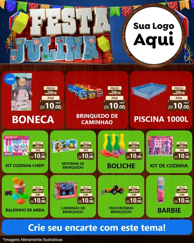 Modelo de Rede Social para Feed Instagram com o tema Festa Julina para Brinquedos