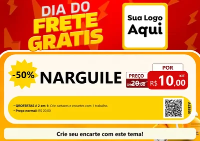 Modelo de Cartaz para Cartaz A4 Horizontal com o tema Dia do Frete Grátis para Tabacaria