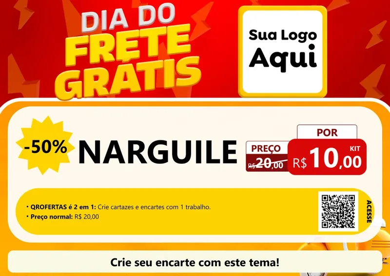 Modelo de Cartaz para Cartaz A4 Horizontal com o tema Dia do Frete Grátis para Tabacaria