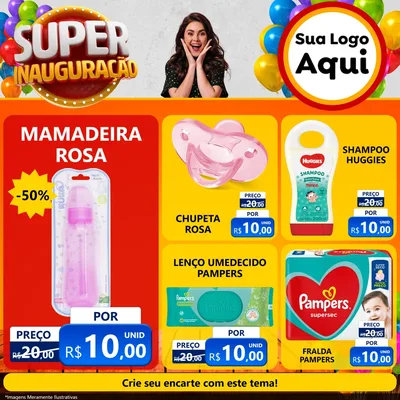 Modelo de Rede Social para Feed Facebook com o tema Super Inauguração para Bebês