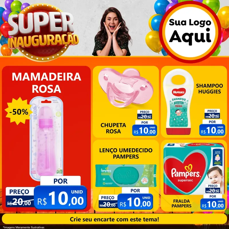 Modelo de Rede Social para Feed Facebook com o tema Super Inauguração para Bebês