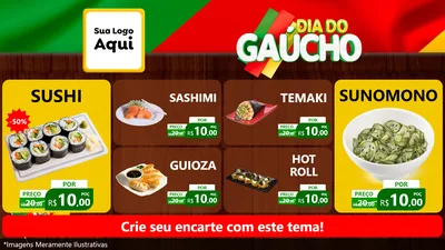 Modelo de TV para TV Horizontal com o tema Dia do Gaúcho para Comida japonesa