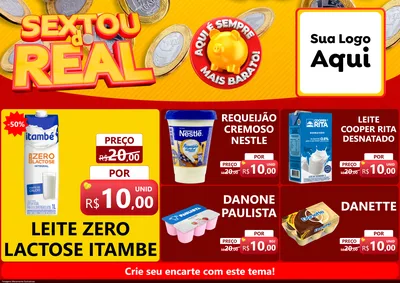 Modelo de Encarte para Encarte A4 Horizontal com o tema Sextou do Real para Frios e Laticínios