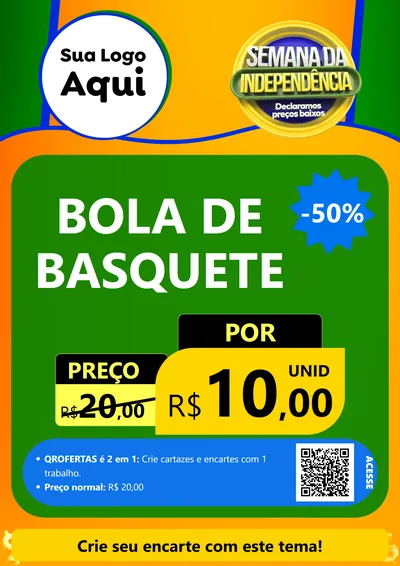 Modelo de Cartaz para Cartaz A4 Vertical com o tema Semana da Independência Declaramos Preços Baixos para Artigos Esportivos