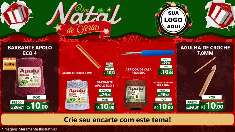 Modelo de TV para TV Horizontal com o tema Um Natal de Ofertas para Armarinho e Aviamentos
