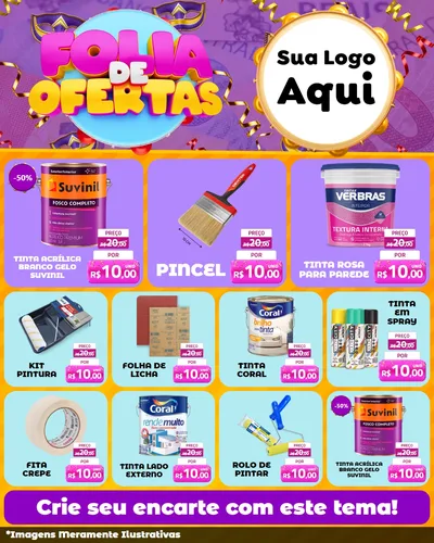 Modelo de Rede Social para Feed Instagram com o tema Folia de Ofertas para Tintas e Ferramentas