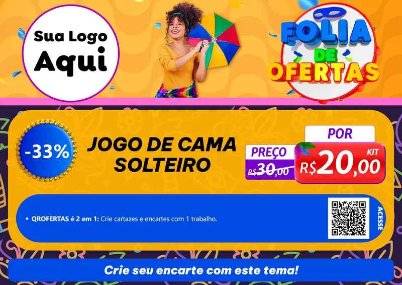Modelo de Cartaz para Cartaz A4 Horizontal com o tema Folia de Ofertas para Cama, Mesa e Banho