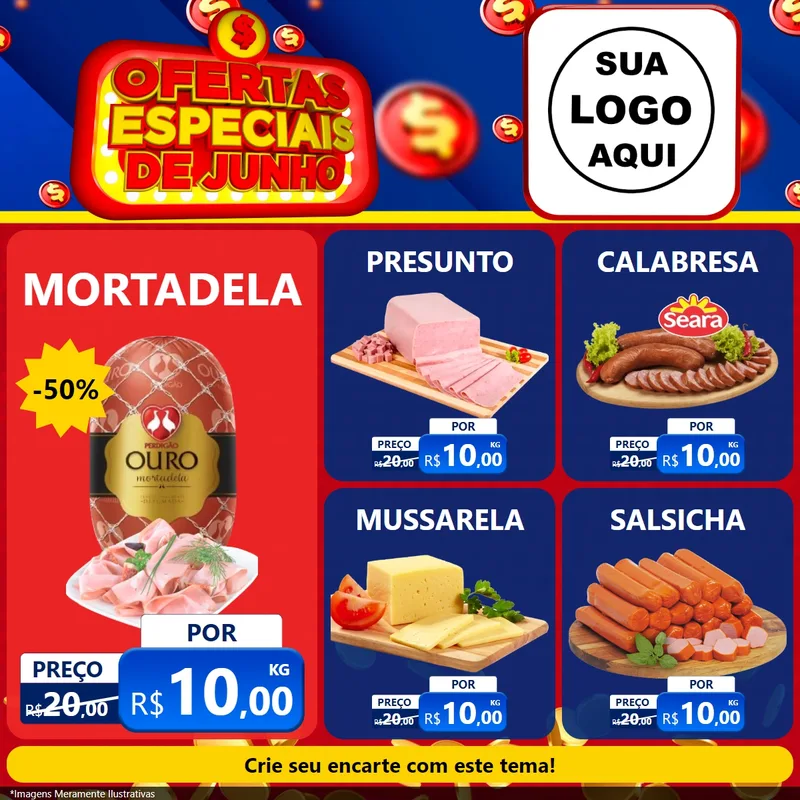Modelo de Rede Social para Feed Facebook com o tema Ofertas Especiais de Junho para Frios e Laticínios