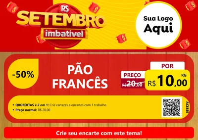 Modelo de Cartaz para Cartaz A4 Horizontal com o tema Setembro Imbatível para Padaria