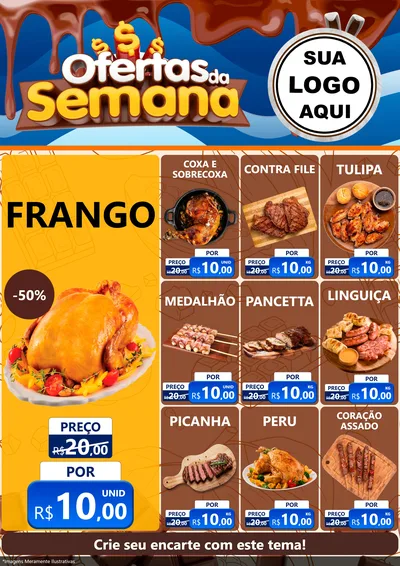 Modelo de Encarte para Encarte A4 Vertical com o tema Ofertas da Semana - Páscoa para Assados