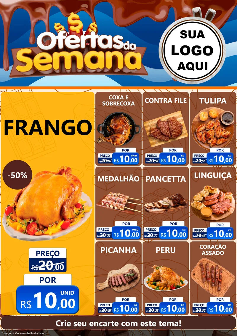 Modelo de Encarte para Encarte A4 Vertical com o tema Ofertas da Semana - Páscoa para Assados