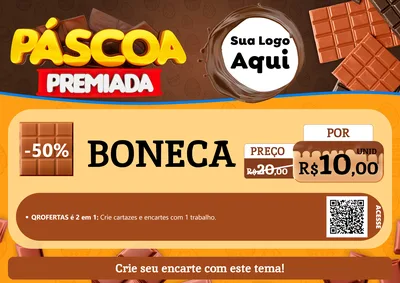 Modelo de Cartaz para Cartaz A4 Horizontal com o tema Páscoa Premiada para Brinquedos