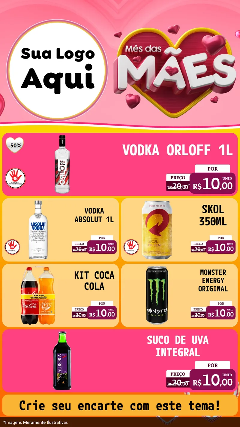 Modelo de TV para TV Vertical com o tema Mês das Mães para Distribuidora de bebidas