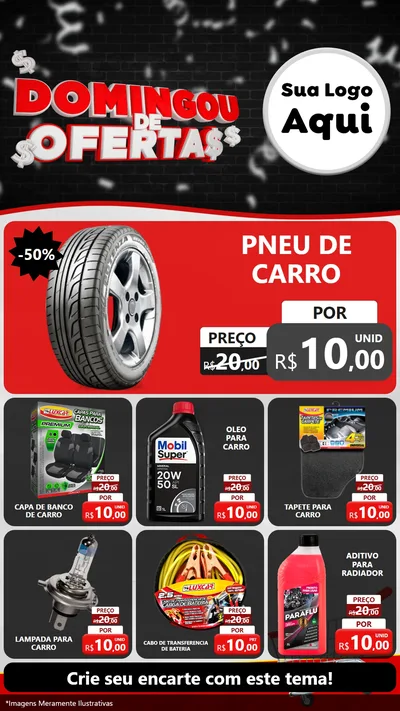 Modelo de Rede Social para Stories com o tema Domingou de Ofertas para Auto peças