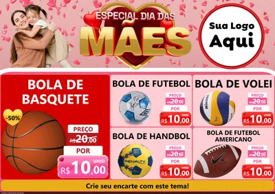 Modelo de Encarte para Encarte A4 Horizontal com o tema Especial Dia Das Mães para Artigos Esportivos