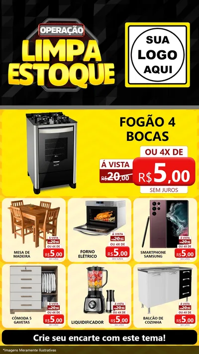 Modelo de Rede Social para Stories com o tema Operação Limpa Estoque para Móveis e Eletro