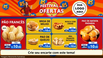 Modelo de TV para TV Horizontal com o tema Festival de Ofertas para Padaria