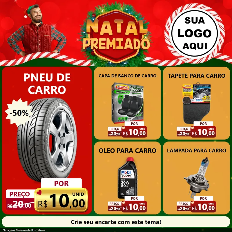 Modelo de Rede Social para Feed Facebook com o tema Natal Premiado para Auto peças