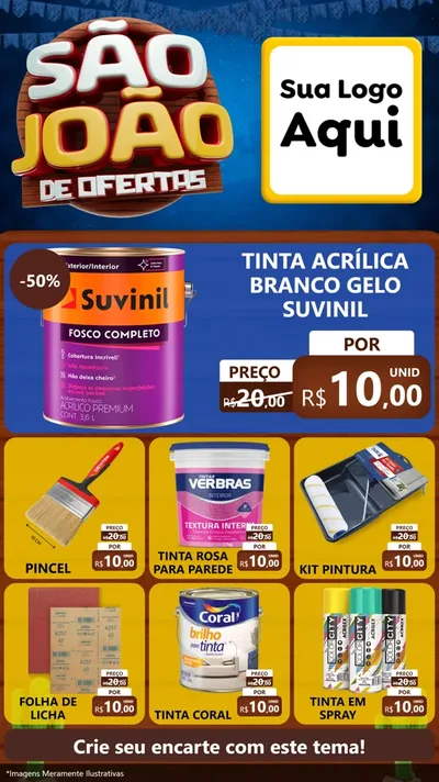 Modelo de Rede Social para Stories com o tema São João Ofertas Imbatíveis! - Junina para Tintas e Ferramentas