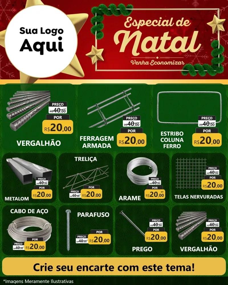 Modelo de Rede Social para Feed Instagram com o tema Especial de Natal para Ferragens