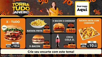 Modelo de TV para TV Horizontal com o tema Torra Tudo Janeiro para Hamburgueria