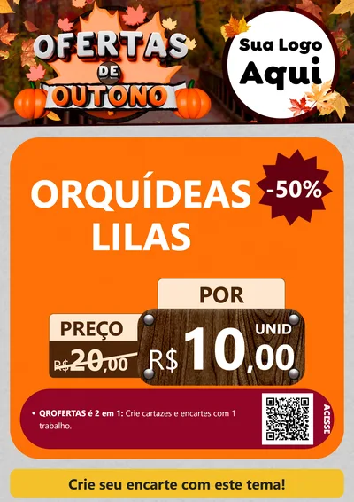 Modelo de Cartaz para Cartaz A4 Vertical com o tema Ofertas de Outono para Floricultura e jardim