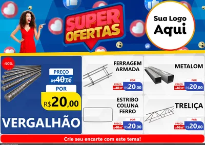 Modelo de Encarte para Encarte A4 Horizontal com o tema Super Ofertas para Ferragens